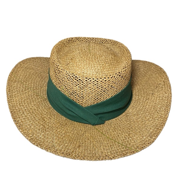 Baywood Greens Gambler Straw Golf hat Green band - Picture 3 of 6